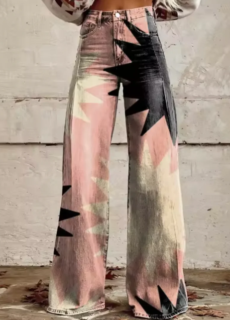 Anzhela - Wide Trousers with Colorful Print