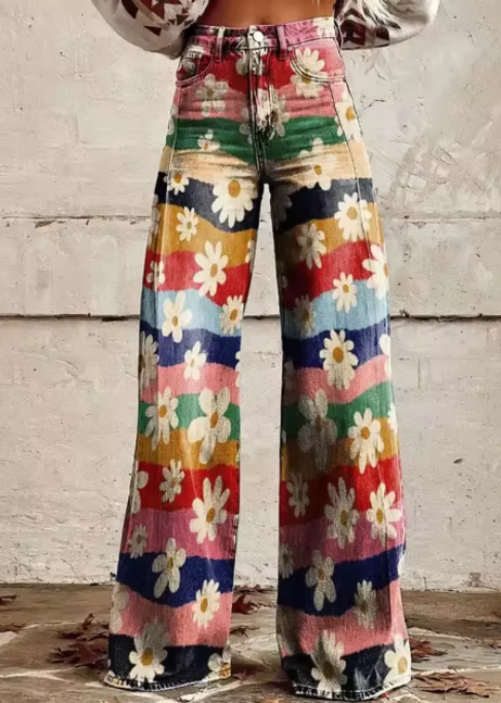 Anzhela - Wide Trousers with Colorful Print