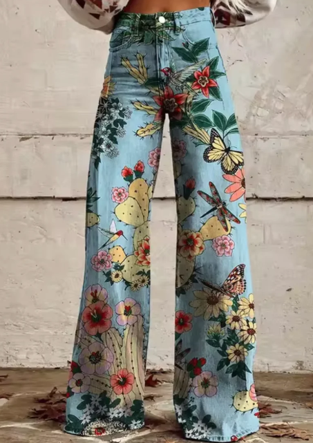 Anzhela - Wide Trousers with Colorful Print