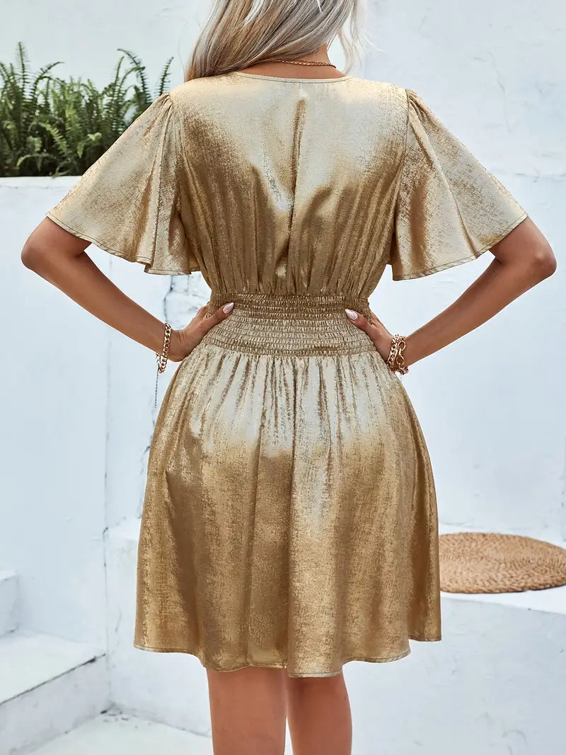 Fayruz – Flutter Sleeves V-neck Mini Dress