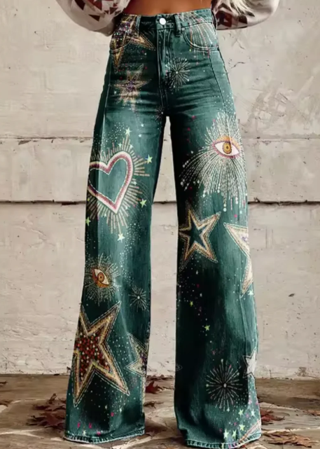 Anzhela - Wide Trousers with Colorful Print