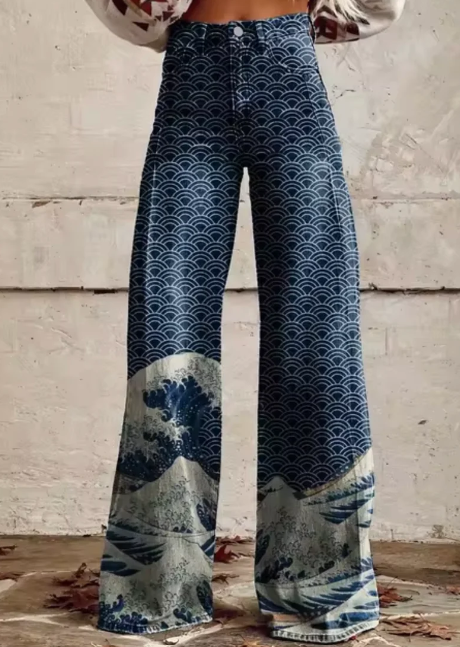 Anzhela - Wide Trousers with Colorful Print