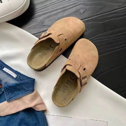 Boston - Suede Slip-on Clogs with Adjustable Buckle