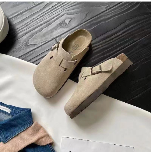 Boston - Suede Slip-on Clogs with Adjustable Buckle