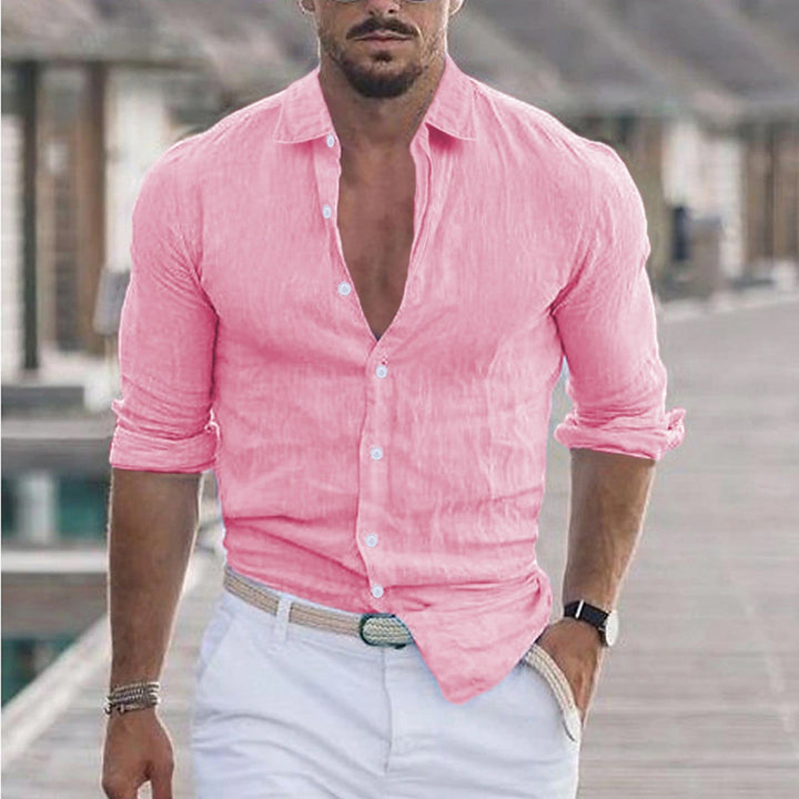 Men's Linen Shirt with Turn-down Collar - Dino