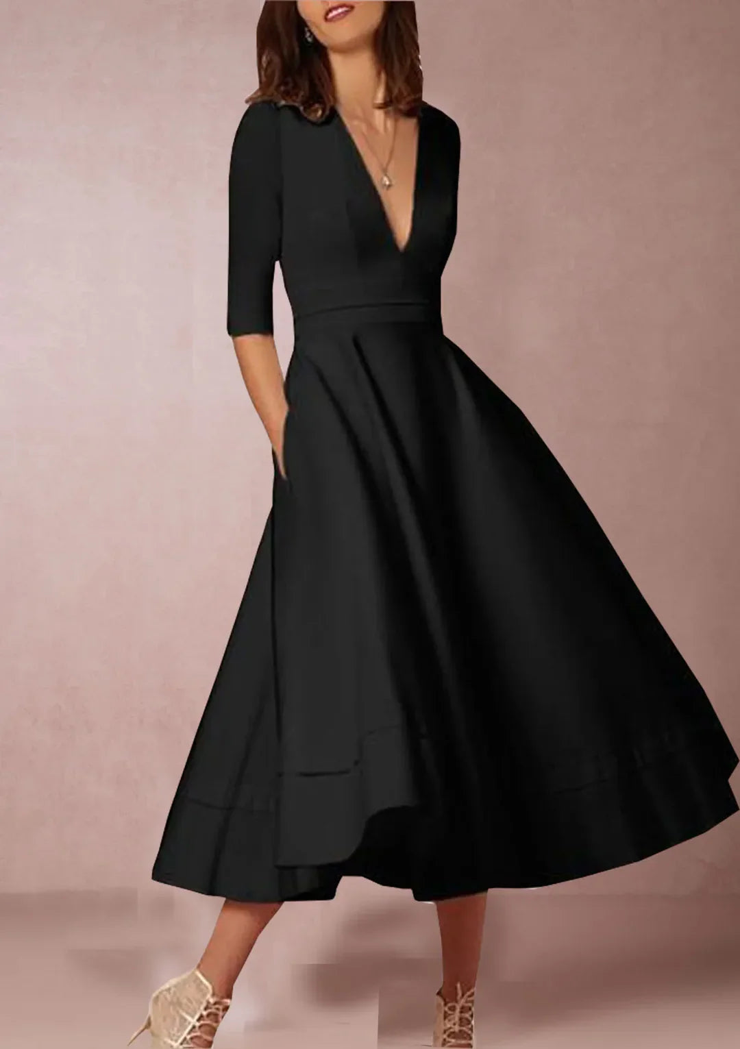 Azmira – Elegant A-line Midi Dress