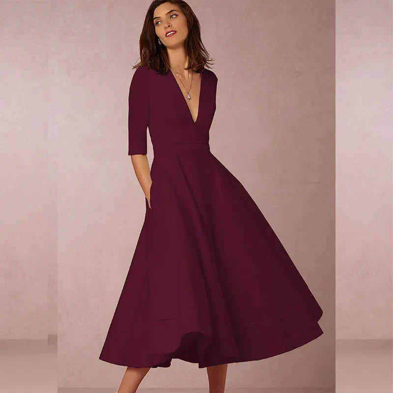 Azmira – Elegant A-line Midi Dress