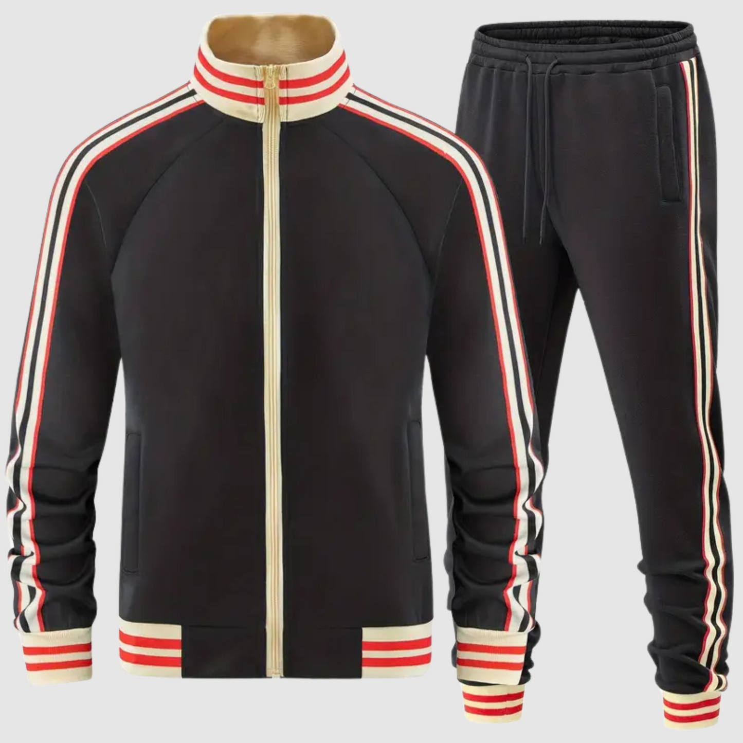 Oscar - Men's Striped Tracksuit and Sweatpants Set