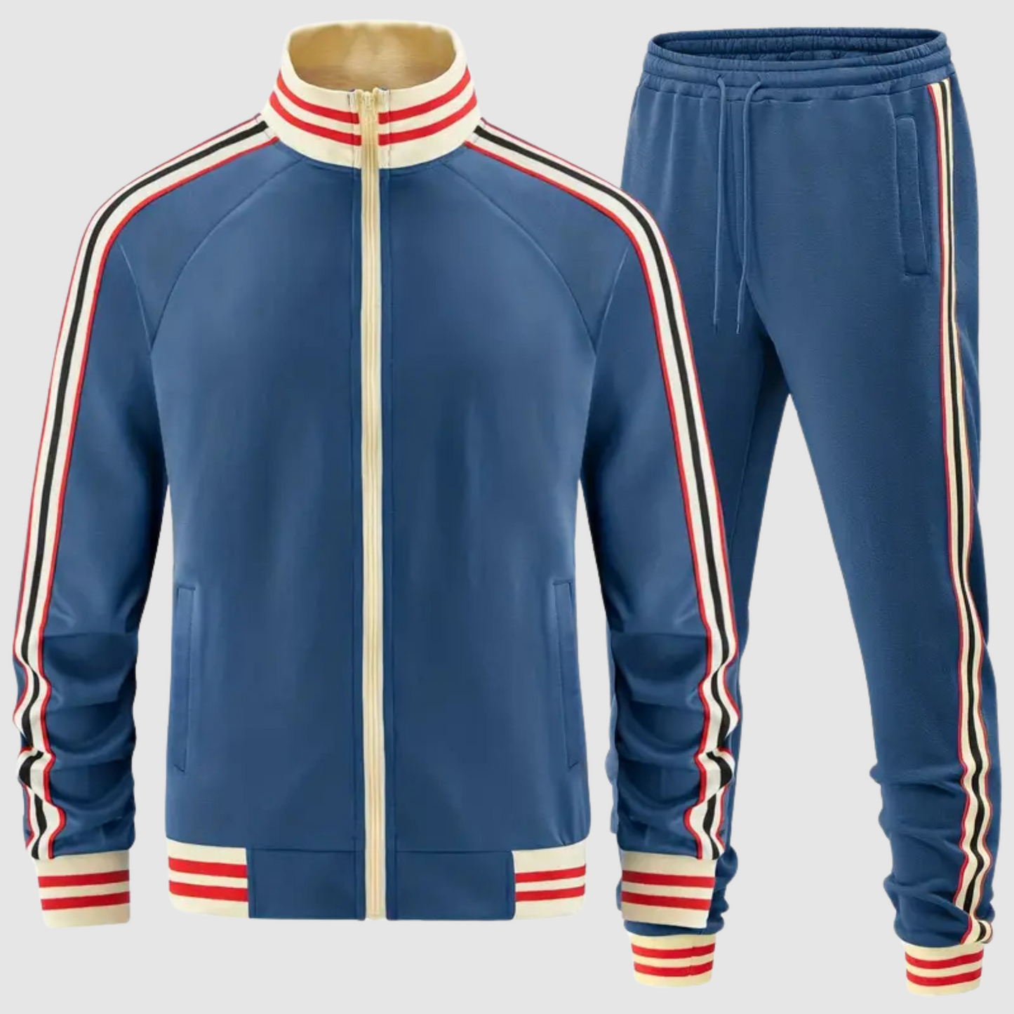 Oscar - Men's Striped Tracksuit and Sweatpants Set