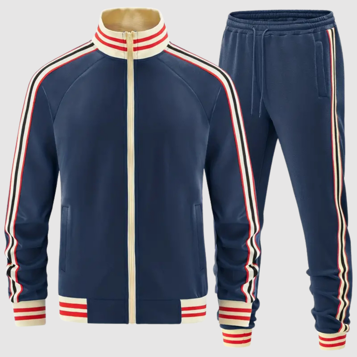 Oscar - Men's Striped Tracksuit and Sweatpants Set