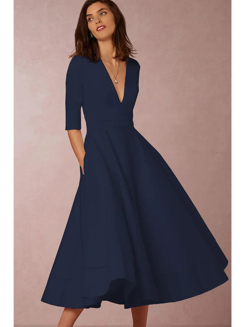 Azmira – Elegant A-line Midi Dress