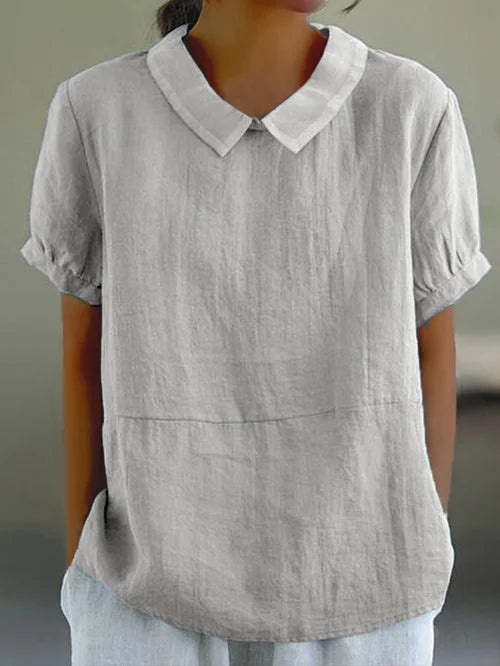Zinnia – Linen Short-Sleeved Blouse