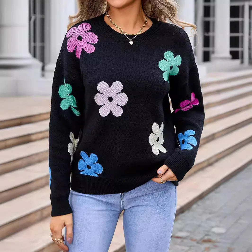 Aislin | Casual Floral Crochet Sweater