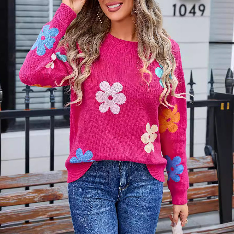 Aislin | Casual Floral Crochet Sweater