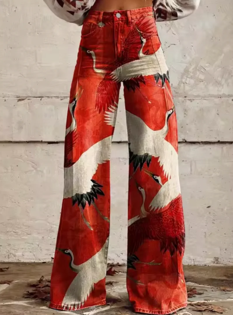 Anzhela - Wide Trousers with Colorful Print