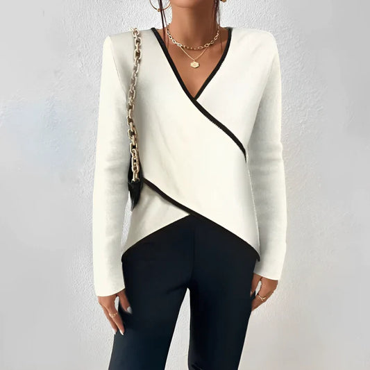 Vivian - Long-sleeved V-neck Top