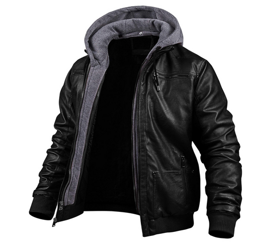 Benjamin - Stylish Premium Leather Winter Jacket with Hood