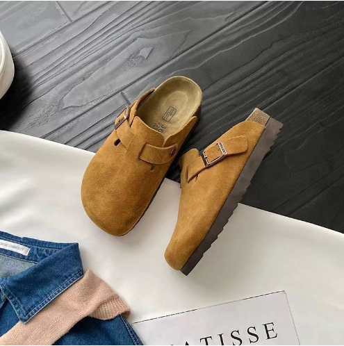Boston - Suede Slip-on Clogs with Adjustable Buckle