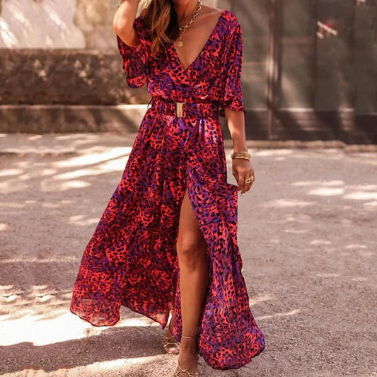 Vina - Elegant Printed Maxi Dress with Slit