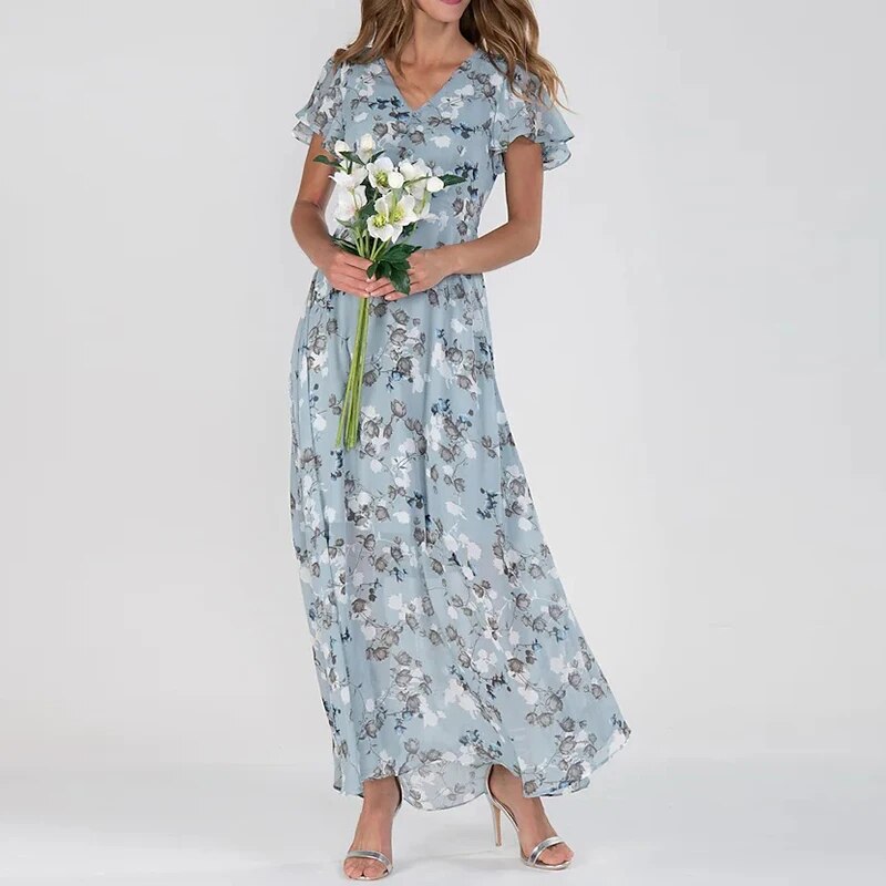 Josephine - Long Summer Dress with Floral Pattern