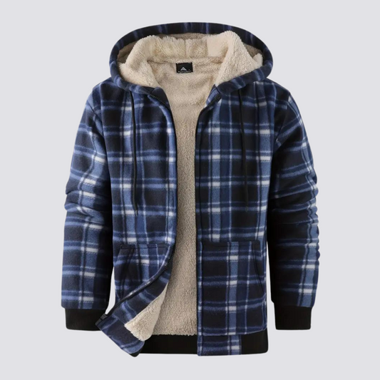 Vitor - Men's Fleece Checked Hoodie