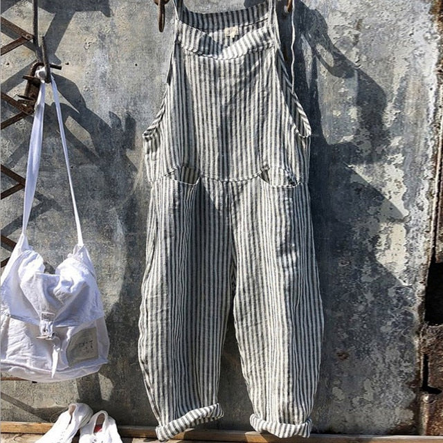 HARPER - Striped Vintage Baggy Jumpsuit