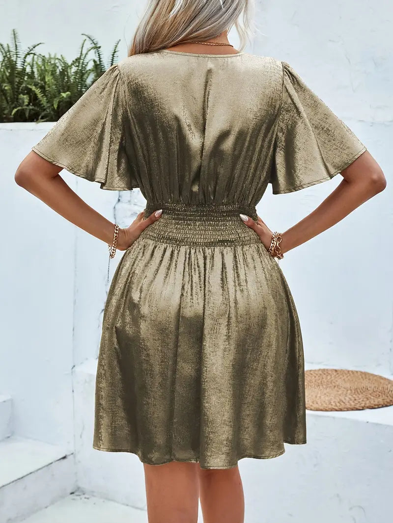 Fayruz – Flutter Sleeves V-neck Mini Dress