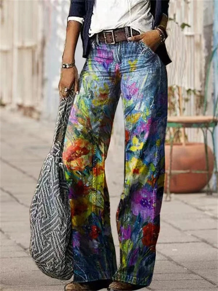 Olivette - High-quality Cotton Twill Denim Trousers