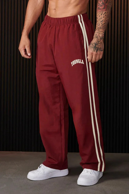Bryan - Men's Sports Pants with Double Stripe Print